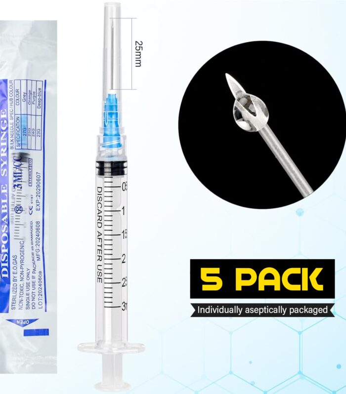 3ml 23Ga Reconstitution Syringe (5 Pack)
